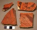 Potsherds; chaco red ware, Hoock's polychromoe