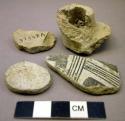 Worked sherds and handle fragment