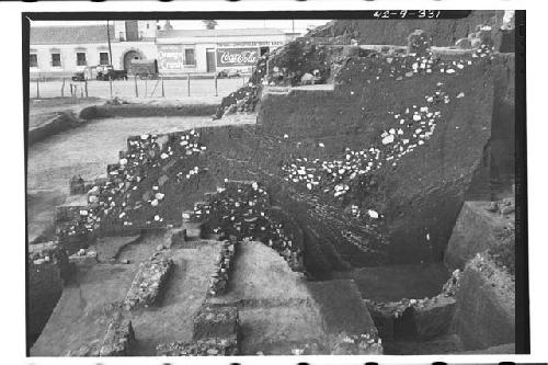 Section of shrine platform, Mound B; West side; Structure E