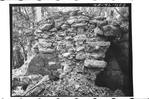 Structure 34, vault construction central and N vaults looking W