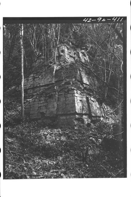 Great Temple I, NW corner of pyramid at base