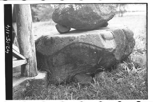 Two stone "altars". Lower in front of frog, rear view