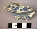 Base potsherd - blue and white glaze