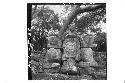 Large composite stone head with headdress (Front)