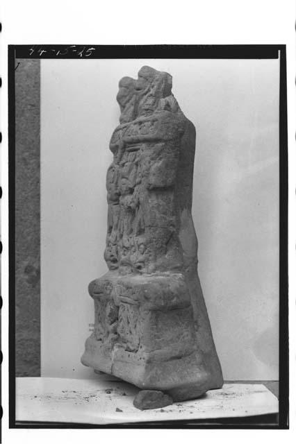 Pottery figure (Complex as though representing temple with rich  roof-comb)