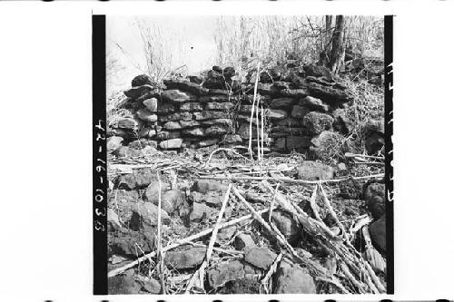 Stone construction of  north wall of plaza, ext.  Terrace 1N in foreground of 42