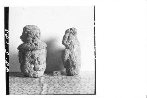 Two small stone Figures (Back). (A) Cat. no 515 From Asososca. (B) Cat. no 514