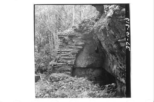 Looking west down the south vault of Structure 7.