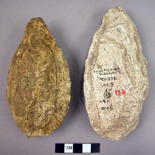 2 CASTS of medium-sized pointed handaxes