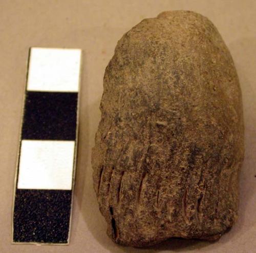 Fragment of small pottery pipe, fingernail decoration