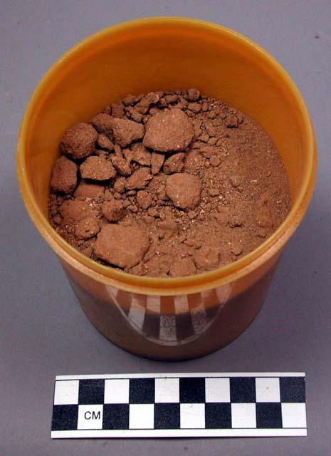 Soil sample in plastic canister