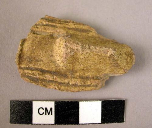 Potsherd with horizontal lug handle? - yellow-brown glaze