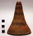 Fine weave food cover - cone shaped, 3 black stripes ("mtemere yo butenga")