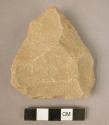 Quartzite bifacially flaked triangular flake used as a side scraper