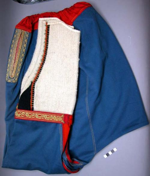 Man's blue pants with drawstring waist (red) and gold embroidered