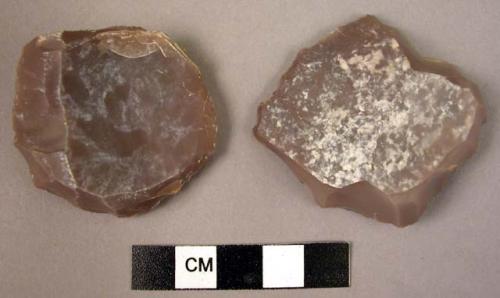 2 flint discoidal scrapers