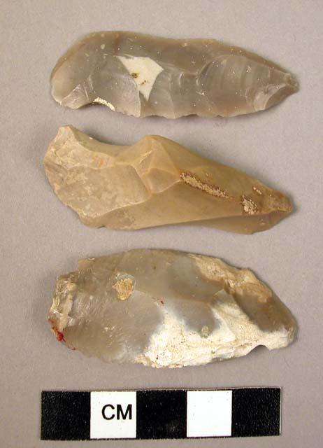 3 flint blades, unretouched