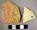 2 potsherds - glaze has almost disappeared