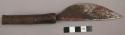 Knife, scalpel type - grooved iron blade, wooden handle; used for scraping and s