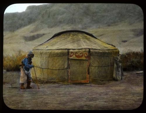 Shepherd and yurt, April 1923