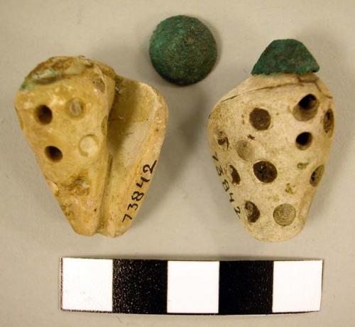 Two of a lot of ornamented shells