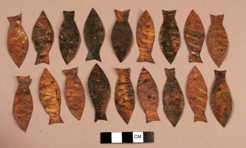 Fish-shaped copper ornaments