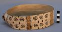 Palm head band with black and orange geometric floral designs - ceremonial