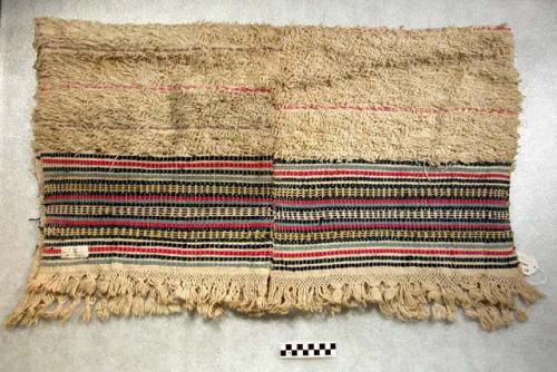 Servieta, or wrapping cloth - fringed, red, green, blue, black & yellow brocaded