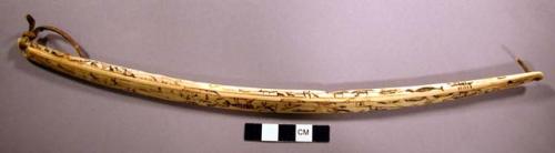 Drill bow, ivory and sealskin cord. Sub-oval in cross-section.