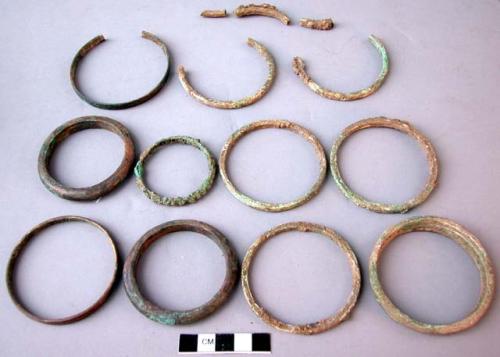 Bronze bracelets - broken and in groups