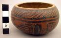 Gourd bowl (ancient) with black linear designs