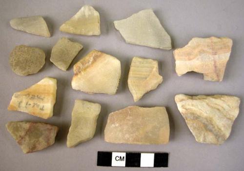 15 alabaster vessel fragments