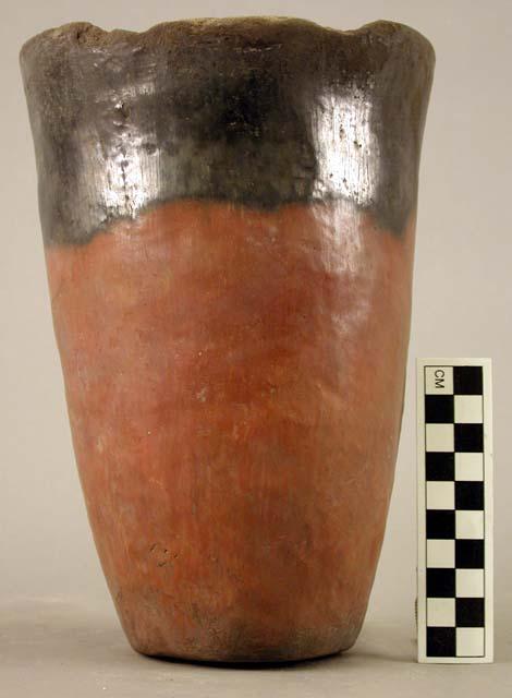 Jar, pottery, redware with black rim