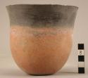 Beaker, black topped ware, thin red polished sides