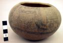 Gourd bowl with carvings and linear designs