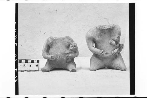 Two Fragmentary Solid Ceramic Female Figurines
