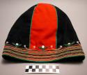 Woman's hat, cloth with bead trimming