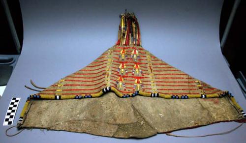 Buckskin porcupine quill decorated hood