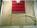Huipil, or woman's blouse - white cloth with heavy red & blue brocaded design ar