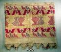 Wedding table cloth - white with yellow, red, & purple brocaded & embroidered de