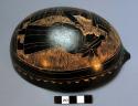 Gourd bowl with 2 carved human figures - painted black