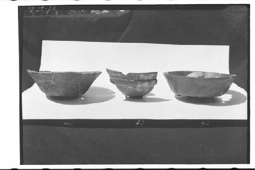 Ceramic specimens.  3 bowls from Str. B-3