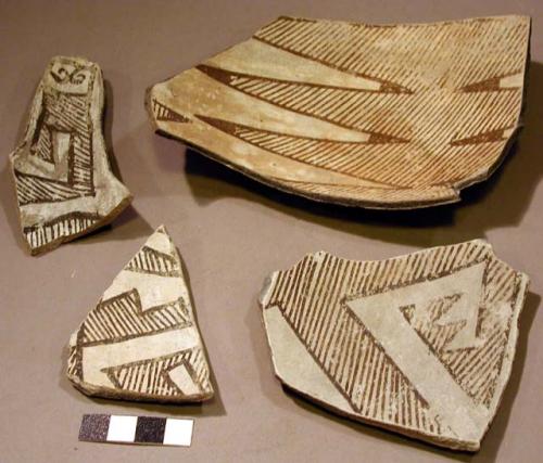 Pot sherds; chaco black on white - degenerate