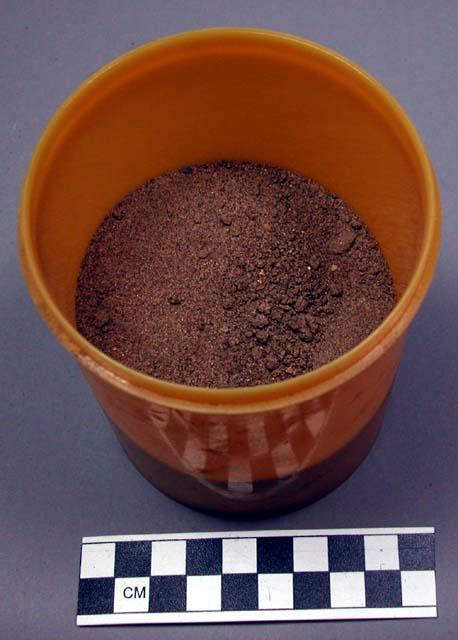 Soil sample in plastic canister