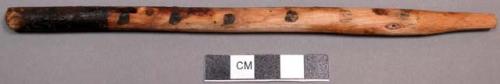 Wood, Prayer stick, pointed at one end, painted with brown dots and wide stripe