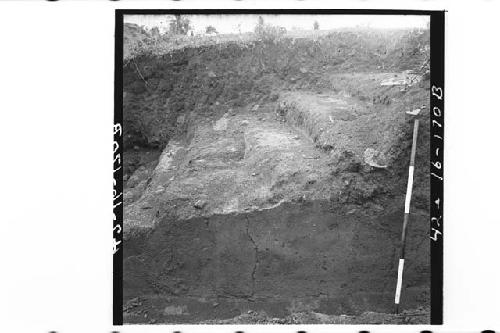 Steps of NE boundary wall of platform in sections N53-56.25-26E, looking west ac