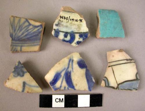 7 potsherds - glazed