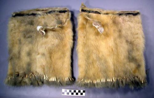 Fringed skin leggings. seal or polar bear skin