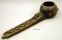 Pipe-shaped vessel of wood, paccha for drinking chicha