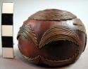 Snuff box, gourd, with inlaid metal wire design, no cover.